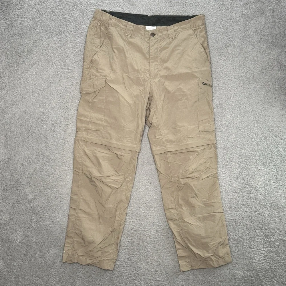 Columbia Mens Silver Ridge Convertible Pants Shorts 36x30 Beige Omni-Shade Cargo